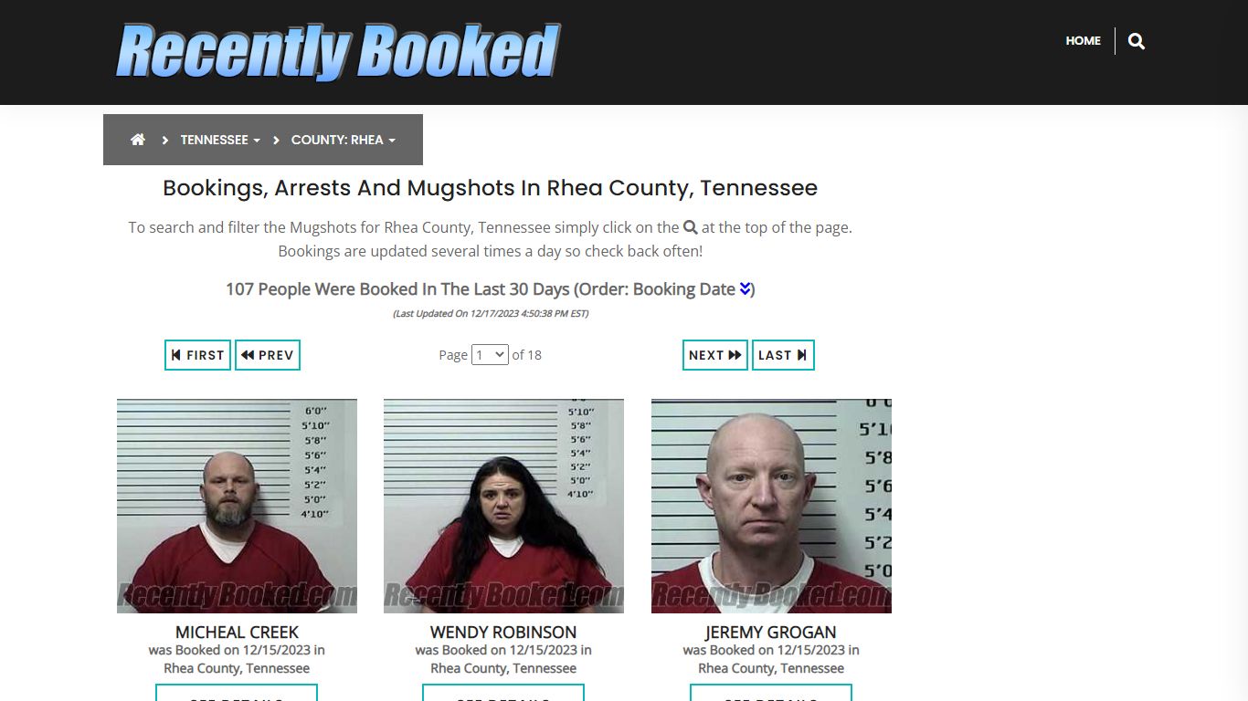 Recent bookings, Arrests, Mugshots in Rhea County, Tennessee